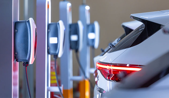 ev vehicles charging at an ev-charging station